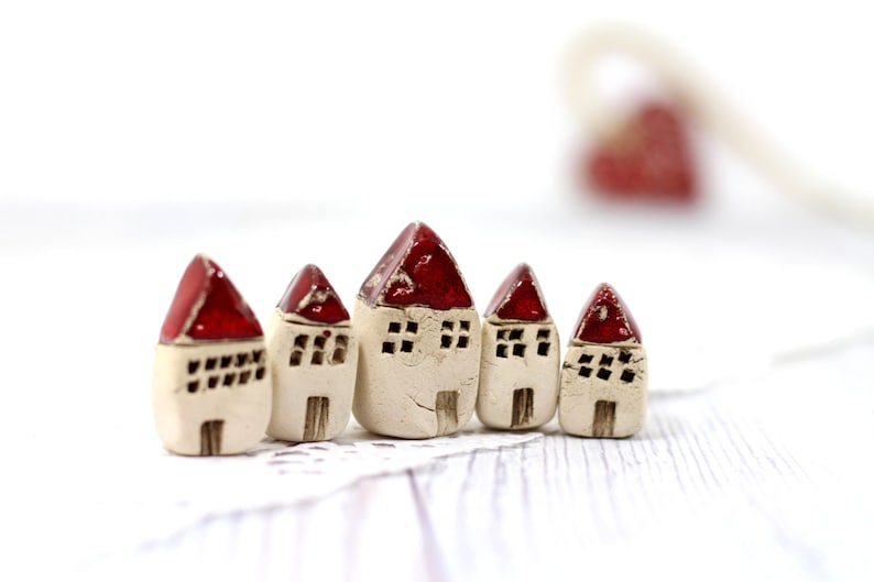 A tiny rustic ceramic beach cottage in a color of your choice Ceramic miniature houses Home decoration Collection Little house image 1