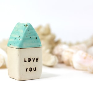 Ceramic house Love you  house  -  Miniature houses  Little rustic houses House warming gift