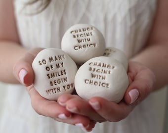 Inspiration gifts Message stones Inspirational Stones Personalized gift Motivational gift Ceramic pebble Engraved stone Custom pebbles