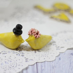 Ceramic Wedding cake topper Love birds image 3