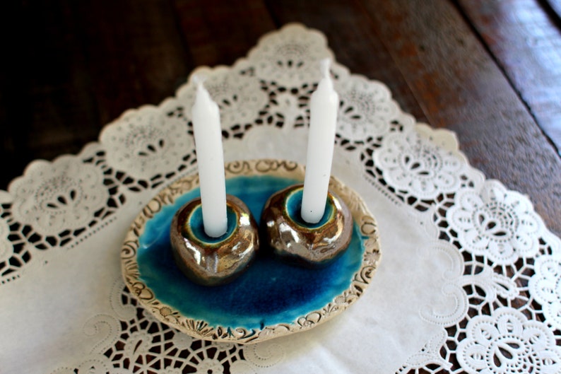 Shabbat candlestick Ceramic Candle holders Holiday decor Etsy