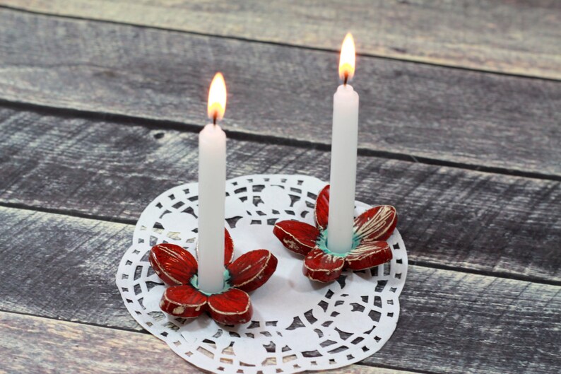 Shabbat candlestick Holiday decor House warming gift Flower candle holder image 4