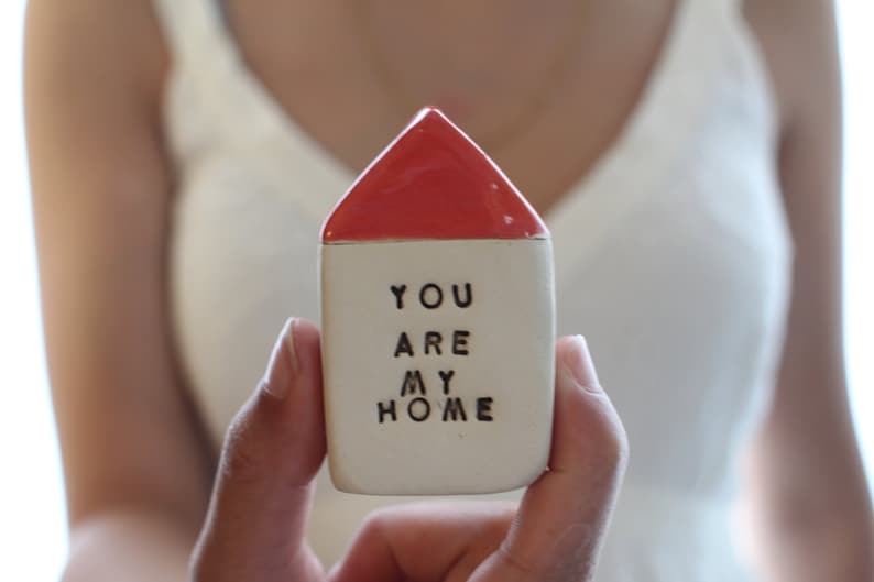 You are my home, Personalized gift Miniature houses, Ceramic houses, Sayings gifts, Word gifts, Inspirational gifts Engagement gift image 2