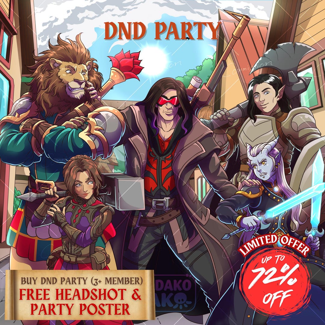 DND Party Custom Art Commission, Custom Dnd Character, Dnd Group ...