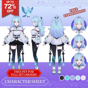 OC Reference Sheet, Anime Reference Sheet, Vtuber Model, Character Sheet Commission, Custom Reference Sheet, Vroid, DND Character Sheet