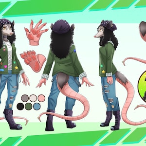 Character Sheet Commission, Furry Reference Sheet, Custom Furry Character, Furry Character Sheet, Fursuit Design, Fursona, Character Reference Sheet, Furry Avatar Reference Sheet, Furry V Tuber Reference Sheet, Full Body Character Commission, Gift For Her, Gift For Him, DND Character, Streaming Asset, Original Character Design, Female Furry, Opposum Fursona, Birthday gift, Vroid, OC Reference Sheet, Anime Reference Sheet, DND Character Sheet, transgender, bisexual, queer, Furry PFP, Fursuit