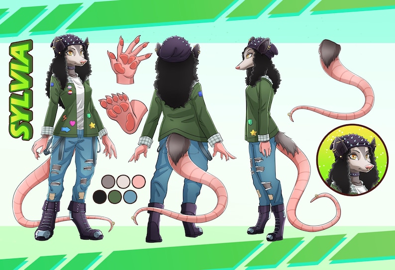 Character Sheet Commission, Furry Reference Sheet, Custom Furry Character, Furry Character Sheet, Fursuit Design, Fursona, Character Reference Sheet, Furry Avatar Reference Sheet, Furry V Tuber Reference Sheet, Full Body Character Commission, Gift For Her, Gift For Him, DND Character, Streaming Asset, Original Character Design, Female Furry, Opposum Fursona, Birthday gift, Vroid, OC Reference Sheet, Anime Reference Sheet, DND Character Sheet, transgender, bisexual, queer, Furry PFP, Fursuit