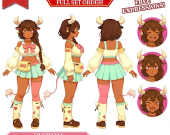 Character Sheet Commission, Custom Reference Sheet, Anime Reference Sheet, Vtuber Model, Vroid, OC Reference Sheet, Anthro Character, Hybrid