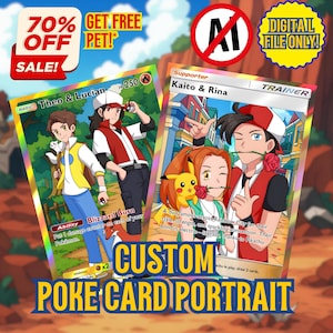 Retrato de pareja / Encargo de anime / Bolsillo TCG, Tarjeta Pokémon personalizada, Retrato personalizado, Retrato de mascota, Pokemonster, Regalo de cumpleaños personalizado