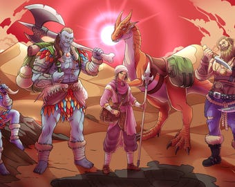 DND Party: Custom DND Character, Personalized Dungeons and Dragons Group Portrait, Fantasy Character, RPG, Dnd Couple, Dnd gift, ttrpg