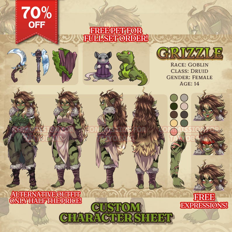 Custom Reference Sheet, DND Character Sheet, OC Design, Vtuber Model ...