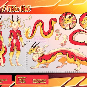 Aangepast Fursona-referentieblad, Fursona Design-referentieblad, OC, Fursuit, Furry Art, gepersonaliseerd cadeau harig karakter afbeelding 9
