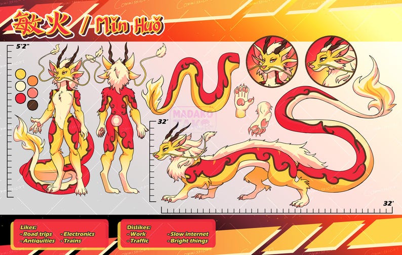 Aangepast Fursona-referentieblad, Fursona Design-referentieblad, OC, Fursuit, Furry Art, gepersonaliseerd cadeau harig karakter afbeelding 9