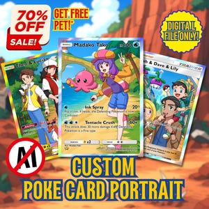 Benutzerdefinierte Poke Karte, benutzerdefinierte Poke-mon Porträt, Paar Porträt, Anime Auftragsarbeit, TKG Tasche, Haustier Porträt, Familienporträt, Geschenk personalisieren
