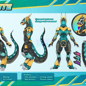 Aangepast Fursona-referentieblad, Fursona Design-referentieblad, OC, Fursuit, Furry Art, gepersonaliseerd cadeau harig karakter afbeelding 10