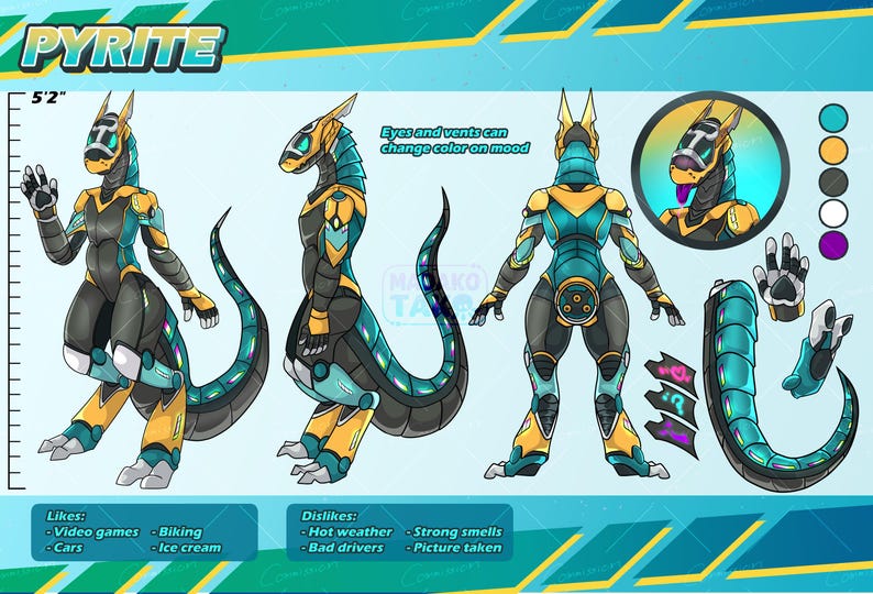 Aangepast Fursona-referentieblad, Fursona Design-referentieblad, OC, Fursuit, Furry Art, gepersonaliseerd cadeau harig karakter afbeelding 10