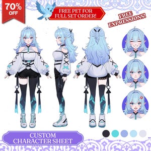 OC Reference Sheet, Anime Reference Sheet, Vtuber Model, Character Sheet Commission, Custom Reference Sheet, Vroid, DND Character Sheet