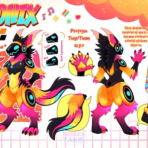 Aangepast Fursona-referentieblad, Fursona Design-referentieblad, OC, Fursuit, Furry Art, gepersonaliseerd cadeau harig karakter afbeelding 3
