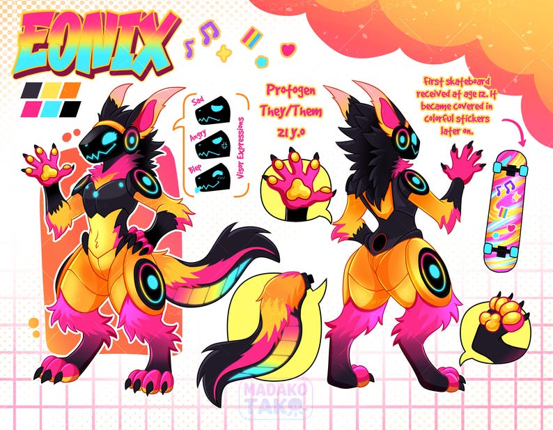 Aangepast Fursona-referentieblad, Fursona Design-referentieblad, OC, Fursuit, Furry Art, gepersonaliseerd cadeau harig karakter afbeelding 3