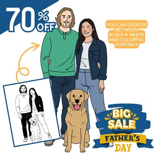 Custom Portrait, Pet Portrait, Father's day Gift, Family Portrait, Couple Portrait, Personalized Gift, Minimalist Portrait, Simple drawing