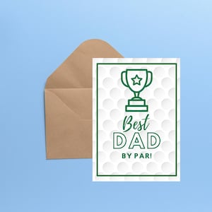 Cartão de Dia dos Pais "Melhor Pai" por Par | Cartão de golfe para impressão | PDF com formato paisagem 5x7 | Download instantâneo | Cartão engraçado para pai golfista | Em branco por dentro
