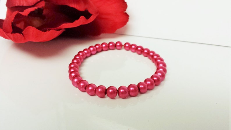 Classic 3 Piece Set Bridesmaid Jewelry Set Prom Jewelry Bridal Set Magenta Pearl Necklace Set Flower Girl Pearl Gift Set