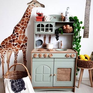 Handcrafted  Wooden Play kitchen - Pretend play kitchen - Kitchen for Kids - Toddler play kitchen - Kids room furniture - Montessori kitchen