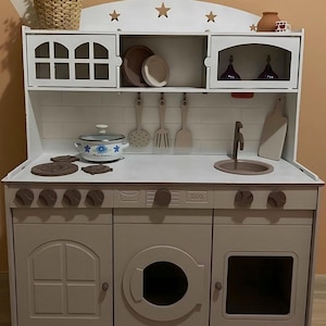 Handcrafted Wooden Play kitchen - Pretend play kitchen - İndoor Play Kitchen - Kitchen for Kids - Toddler play kitchen - handcrafted kitchen