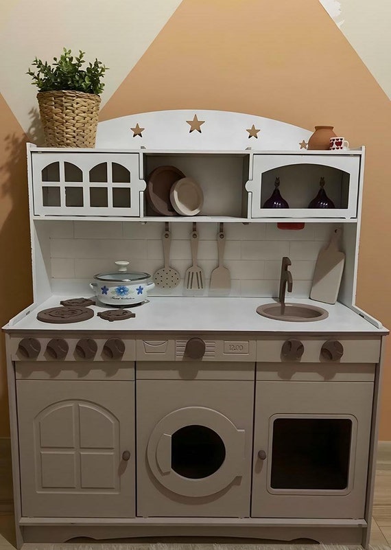 Handcrafted Wooden Play Kitchen Pretend Play Kitchen İndoor