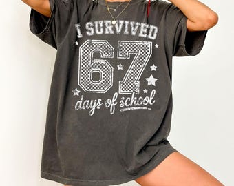 I Survived 67 Days Of School PNG, 100 Days Of School Design, Funny School Meme Design, Teacher Student Gift PNG
