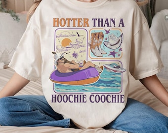 Hotter Than A Hoochie Coochie PNG, Summer Vacation Shirt Designs, Hoochie Coochie Meme Png, 90s Country Music Lover Gift Png
