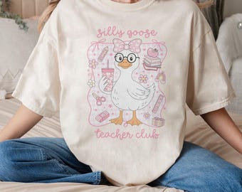 Silly Goose Teacher Club Png, Silly Goose Png, Floral Teacher Png, Back to School Design, Back To School Teacher Png,Funny Goose