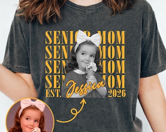 Personalized Vintage Photo Senior Mom PNG: Custom Retro Senior Night Matching Png, Senior 2026 Gifts, Class Of 2026 Mom Tee