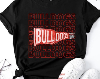 Vintage Bulldogs fotbollströja, Bulldogs-tröja, fotbollsmamma-tröja, Bulldogs matchdagströja, fotbollssäsong, damfotbollströja