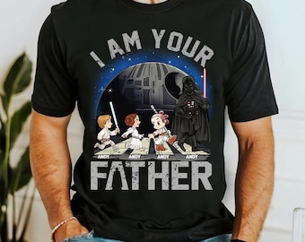 Custom Star Wars Characters Dad Kids Shirt, Disney Movie Family Matching Shirt, I&#39;m Their Father Shirt, Father&#39;s Day Gift For Dad Men