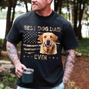 Bästa hundpappa någonsin-tröja, hundpappa-present, hundpappa-tröja, fars dag-tröja, hundälskare, hundpappa-tröja med husdjursnamn, amerikansk hundpappa-tröja