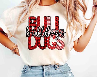 Camiseta personalizada de mascota escolar, camiseta de bulldog, camiseta deportiva de equipo escolar, camiseta de equipo de fútbol, camiseta para profesor