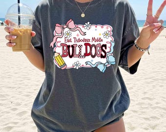 Mascota escolar personalizada de los Bulldogs, camiseta de los Bulldogs, camiseta de la mascota del equipo, camiseta del equipo de los Bulldogs, camiseta del día del juego, camiseta de fan de los Bulldogs, espíritu de los Bulldogs