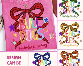Camiseta personalizada de mascota preppy escolar, nombre personalizado de la escuela, mascota coqueta, camiseta de equipo favorito, camiseta de mascota del equipo, camiseta con el logotipo de la escuela