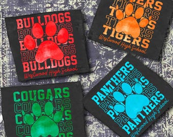 Camiseta personalizada de mascota escolar, nombre personalizado de la escuela, vida docente, camiseta con espíritu escolar, camiseta de equipo deportivo favorito, camiseta de mascota del equipo