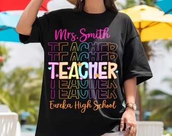 Teacher Back To School Shirt-Personalized School Spirit Gift  Teacher Team Shirts, Matching Teacher Shirts, Back to School, Elementary Shirt