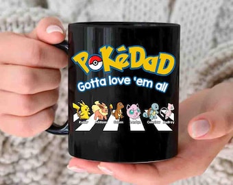 Personalized Poke-Dad Coffee Mug, Men’s Poke-Dad Cup, Gift for Grandpa, Best Dad Ever, PokeDad White Mug, Funny Dad Mug, Father Day Gift