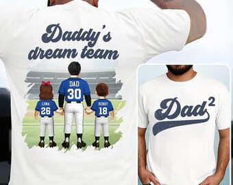 Daddy&#39;s Team, Baseball Family Sitting Custom T-Shirt, Baseball Dad Shirt, Baseball Tee, Baseball Shirt, Game Day shirt For Her or Him