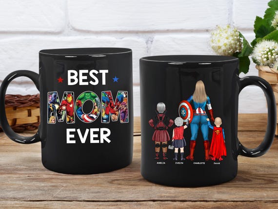 Custom Superhero Mom Mug, Mommy Mug, Best Mom Ever Mug, Mothers Day Mug Gift, Custom Mom Mug With Kids Name, Mom Gifts