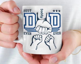 Personalized Dad Mug, Custom Dad Coffee Cup, Dad Gifts with Kids Names, Daddy Birthday Fathers Day Gifts for Dad Present from Children