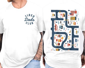 Camiseta del Club de Papás Cansados, Camiseta del Club de Papás Cansados Bonita, Coches de Juego en la Espalda de Papá, Camiseta de Pista de Carreras de Coches de Carretera, Regalo del Día del Padre para Papá, Esposo