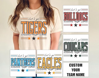 Chemise Let's Go Tigers, Chemise mascotte d'école personnalisée, Chemise esprit d'école, Chemise mascotte d'équipe, Chemise jour de match, Chemise d'équipe mascotte, T-shirt Cheer Mom