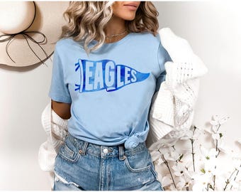 Custom Vintage Watercolor Pennant Mascot Shirt, High School College Football, Homecoming Pennant Shirt, Custom Spirit Tee Shirt, Eagles Tee
