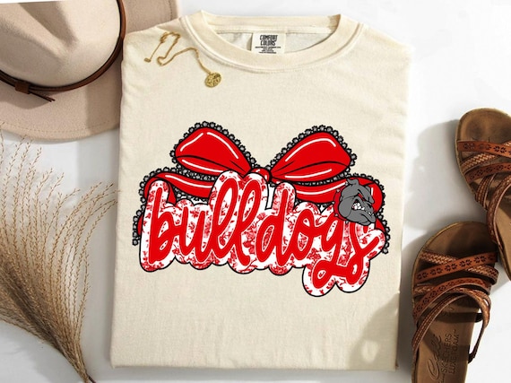 Bulldogs Mascot Floral Toile Blue Water Color Coquette Bow Shirt, Bulldogs Team Shirt, Bulldogs Team Spirit Shirt, Team Mascot Game Day Tee