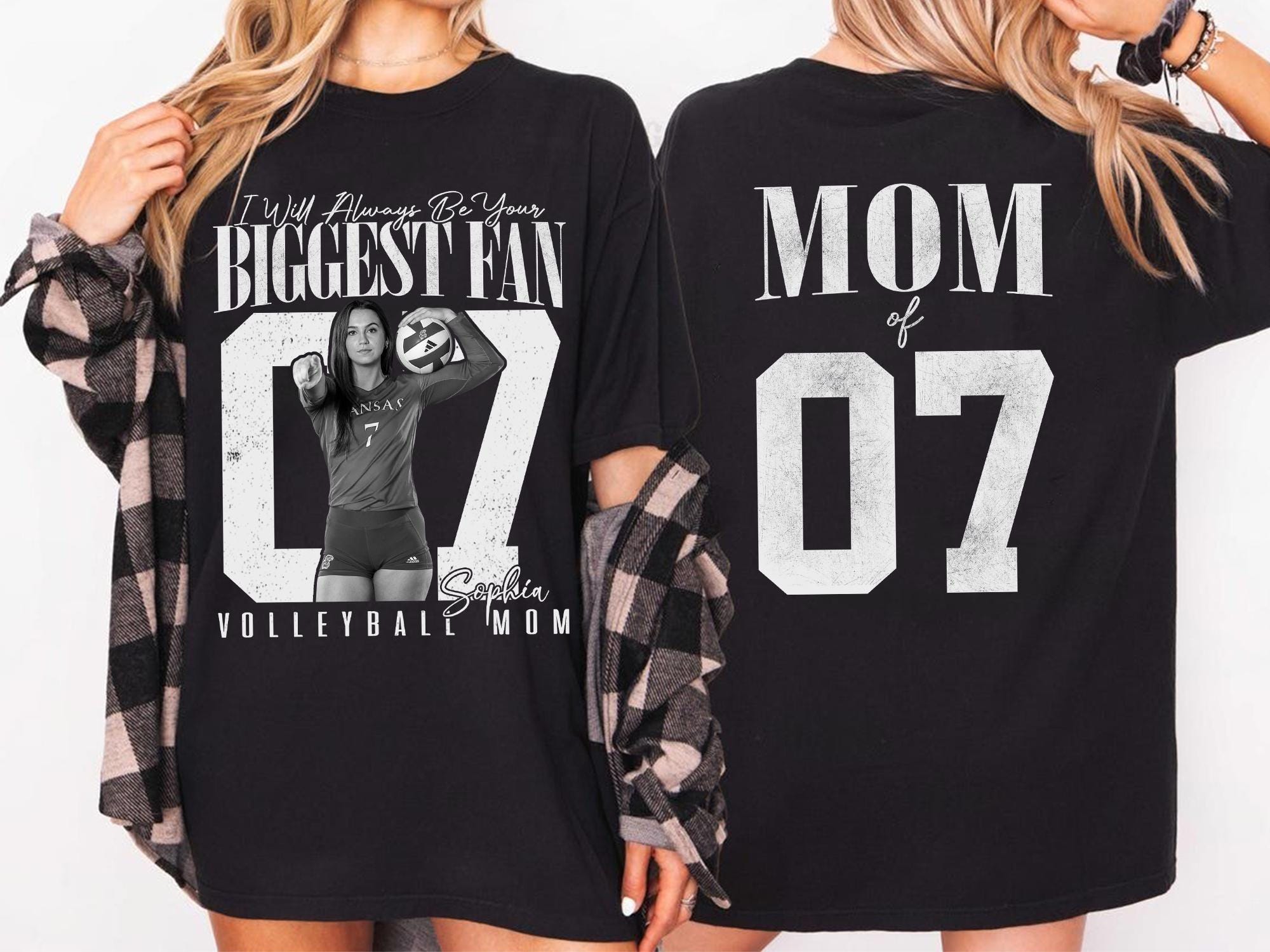 Discover Custom Photo Sport Player Shirt - I'll Always Be Your Biggest Fan - Washed Tee Retro Bootleg Shirt Volleyball Lovers,Volleyball Mom Team Tee